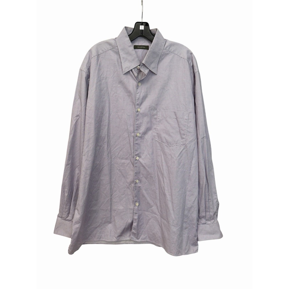 Ermenegildo Zegna Shirt Men's XXL Purple Plaid Button 100% Cotton #KKK5-3